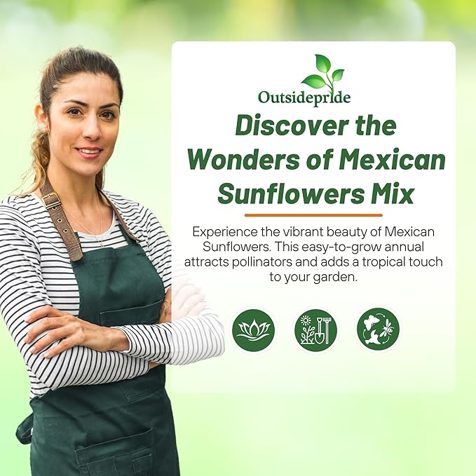 Outsidepride Mexican Sunflower Seeds Mix - 500 Pcs Annual, Easy-to-Grow, Mixed Tithonia Speciosa Flower Seeds w/Drought-Tolerant Blooms for Pollinator Gardens & Vibrant Summer Landscaping