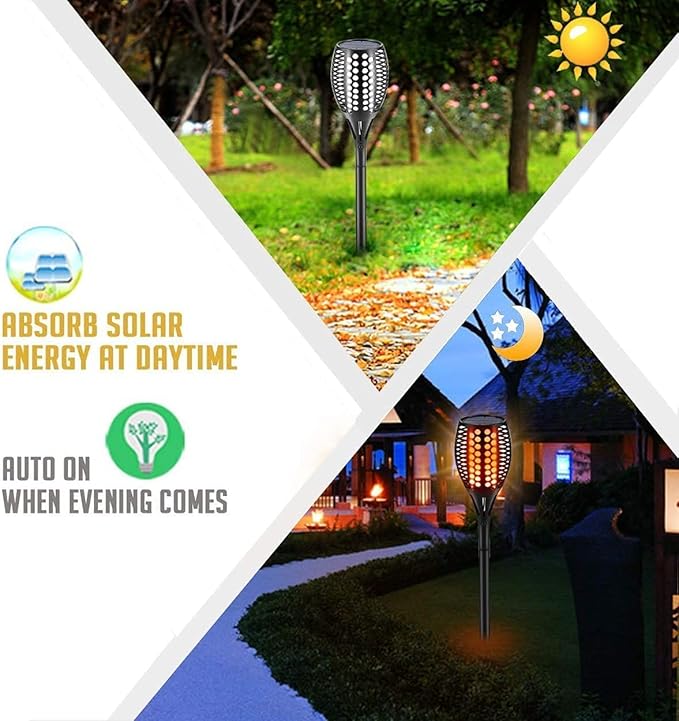 Aityvert Upgraded Large Solar Torch Lights, 43" Waterproof Outdoor 96 LED Dancing Flames Lights, Flickering Flames Garden Lights, Auto On/Off Landscape Decoration Pathway Patio Driveway Lighting (8)