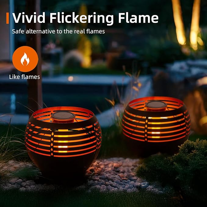 Outdoor Waterproof Lantern, High-Quality Flame Solar-Powered LED Light, Perfect for Gardens, Patios, Deck, Desktops, Pathways, Landscapes, and Lawns Decorations. (L1048)