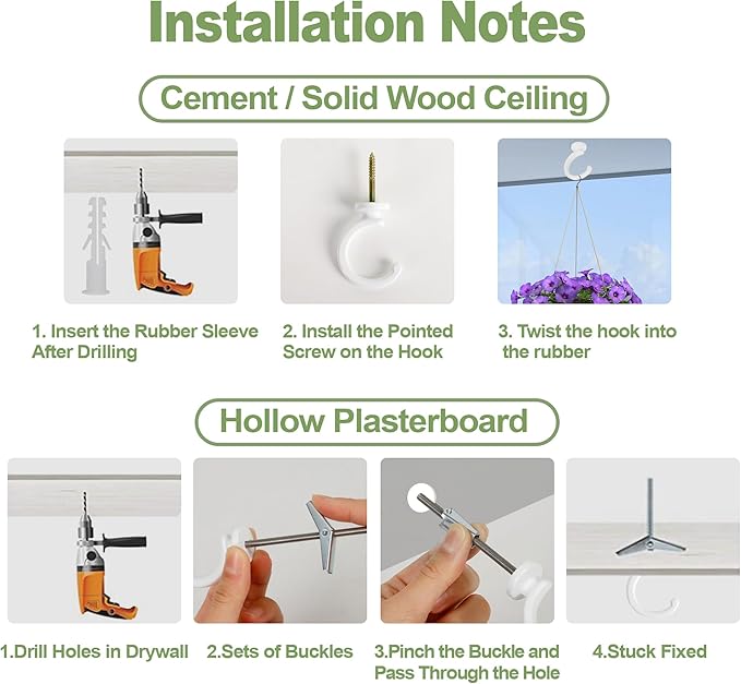 2PCS Ceiling Hooks for Hanging Plants,Heavy Duty Plant Swag Hooks,Hanging Planter Wall Hook, Indoor and Outdoor Plant Hangers