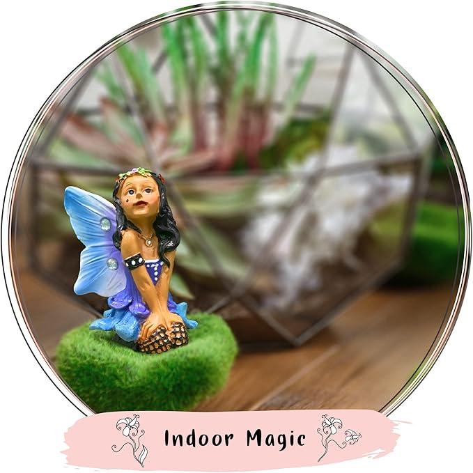WILD PIXY Indoor Fairy Figurine – Miniature Fairy for Gardens, Ornaments, or Cake Toppers, Fairy Garden Decor and Accessories, Premium Resin, Designer Gift Box with Poem Card