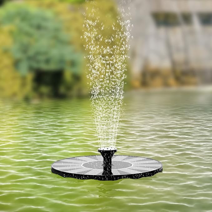 Solar Fountain Pump for Bird Bath, 1.4W Water Fountain with 6 Nozzles Solar Powered Fountain Pump for Bird Bath, Garden, Pond, Pool, Outdoor