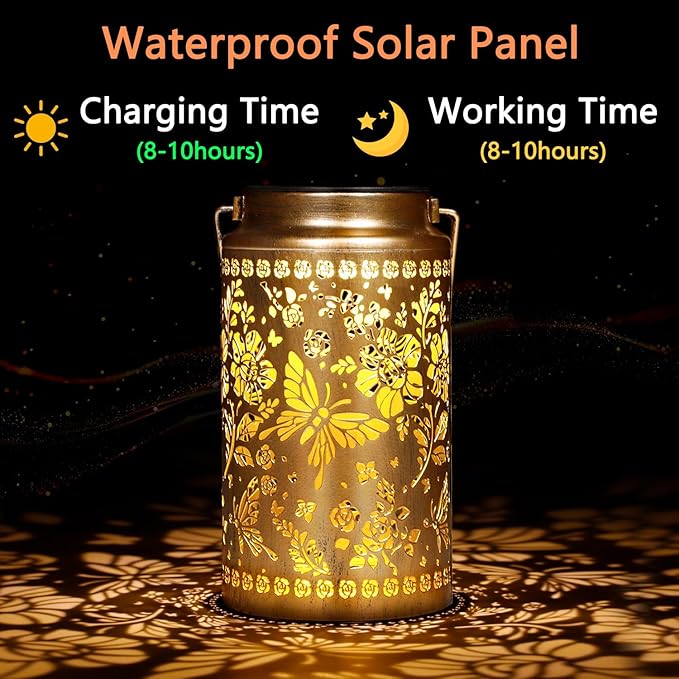 4 Pack Butterfly Solar Lanterns Outdoor Waterproof, Metal Hanging Lights Decorations for Garden Yard Lawn Patio, Butterfly Gifts for Women Mom Grandma Gardener Mother in Law Christmas