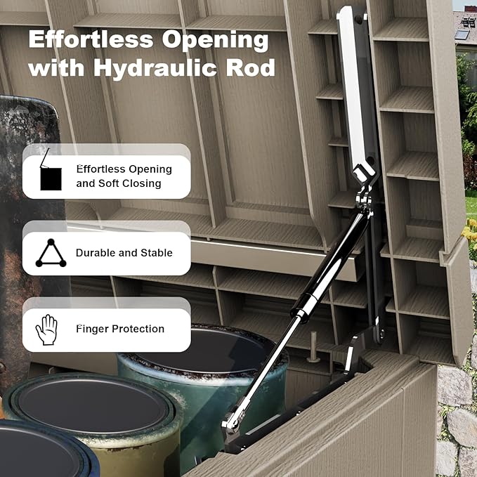 230 Gallon Outdoor Deck Box,Storage Lockable Waterproof Patio Furniture,Garden Tools,Cushions,Pool Accessories Outside Storage Resin Box(Grey)