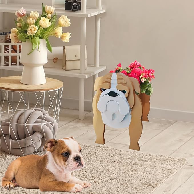 English Bulldog Dog Planter Plant Pots,Cute Garden Dog Flower Planter,Dog Planters Birthday Gifts for Women,Office,Indoor/Outdoor Decor（9.45 * 7.48 * 10.63in）