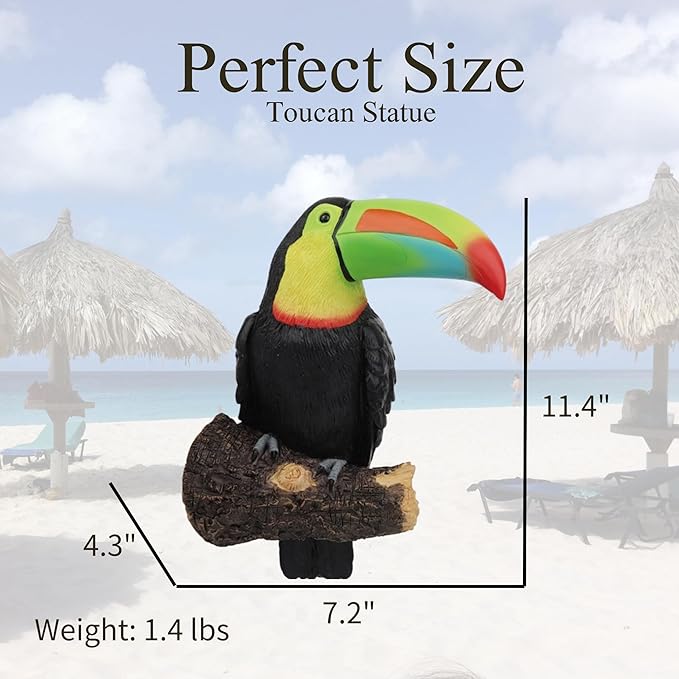 Toucan Tree Hugger Tree Decor Hanging Garden Statue 11.4 Inches High Multicolor Resin Tropical Animal Lawn Exotic Bird Sculpture Tree Decoration for Lawn Porch Yard Patio (Style3)