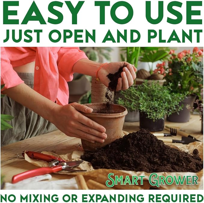 Organic Potting Soil for Indoor Plants. Boost House Plant Growth for Monstera, Fiddle Leaf, Money Tree, Pothos, Snake Plant, Aroid, Flowers, Herbs, Veggies, & More, Smart Grower 3 LB Ready to Plant