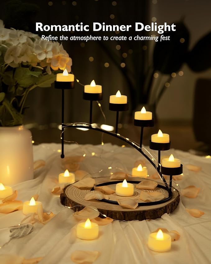 BEICHI Flameless Candles, 24Pack Battery Operated Candles, LED Tea Lights Candles Battery Operated, Flickering Fake Candles for Wedding Party Home Decor- Warm White, Ivory Base