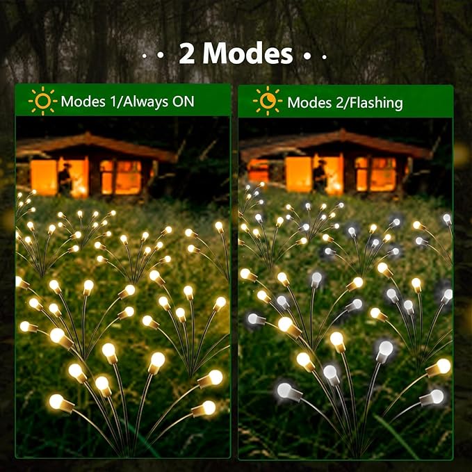 New Upgraded Solar Garden Lights, 8 Pack Solar Firefly Lights Outdoor, Solar Swaying Lights, Waterproof Solar Outdoor Fairy Lights for Yard Patio Pathway Wedding Decor (Warm White)