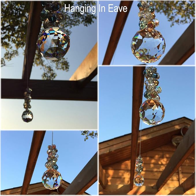 40mm Crystals Ball Prisms Suncatcher Hanging Ornament Chakra Crystals Rainbow Maker with Colors Crystal Pendants for Home,Office,Garden Decoration