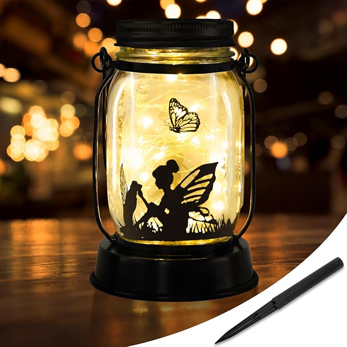 Kyoryuger Solar Lanterns Dog Solar Lights Outdoor Gifts for Women Men Dog Lovers Gifts Decorative Hanging Dog Lanterns with Stake for Yard Lawn Garden Decor Waterproof LED Dog Light