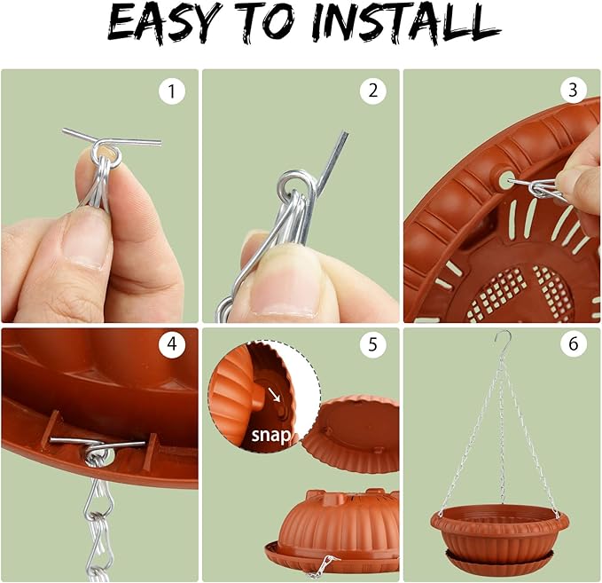 summer flower Planter, 3pcs 12.59in Large Hanging, Plant Pot with Drainage Hole, Plastic, for Indoor Outdoor Garden Herb Succulent, Wall Window Mount, Red2