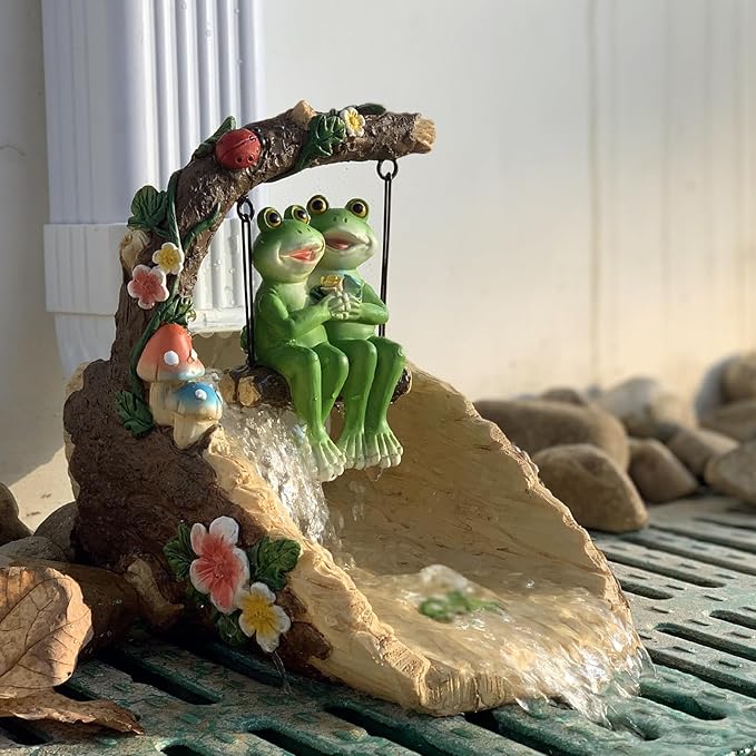 Frogs On The Swing Gutter Guardian Rain Downspout, Animals Outdoor Statue Gutter Downspout Extension Garden Decoration, Downspout Extender Diverter Splash Block for Courtyard and Patio