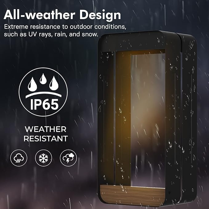 Grand patio Outdoor LED Solar Power Wall Sconce Shelf Planter, Waterproof Decor Wall Lamp Light for Porch, Patio. Solar Energy, Black(L-Rectangle)