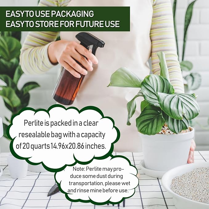 20QT Horticultural Perlite Bulk, Organic Perlite for Plants, Course Perlite for Gardening, for Plants Indoor, for Houseplants, to Promotes Soil Root Growth, and Water Drainage and Plant Growth(3-6mm)