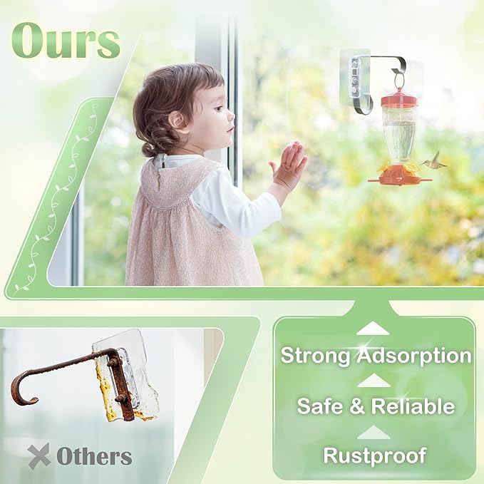 Bird Feeder Hanger Window Mount: Metal Hanging Bird Feeder 8Inch - Geometric Window Hummingbird Feeder - for Outside Decorative - 4pcs