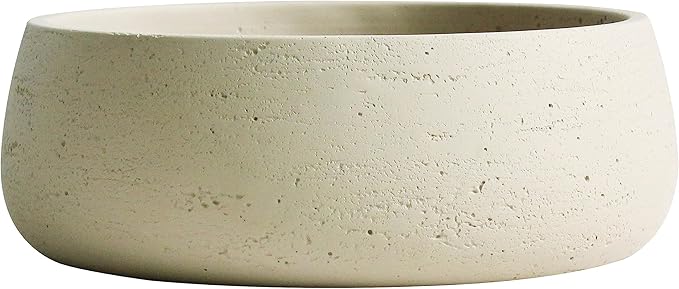 Olly & Rose Large Ceramic Planter Bowl Shallow Plant Pot - Off White Cream Ivory Flower Pot Indoor and Outdoor Decorative Bowl Garden and Home Décor