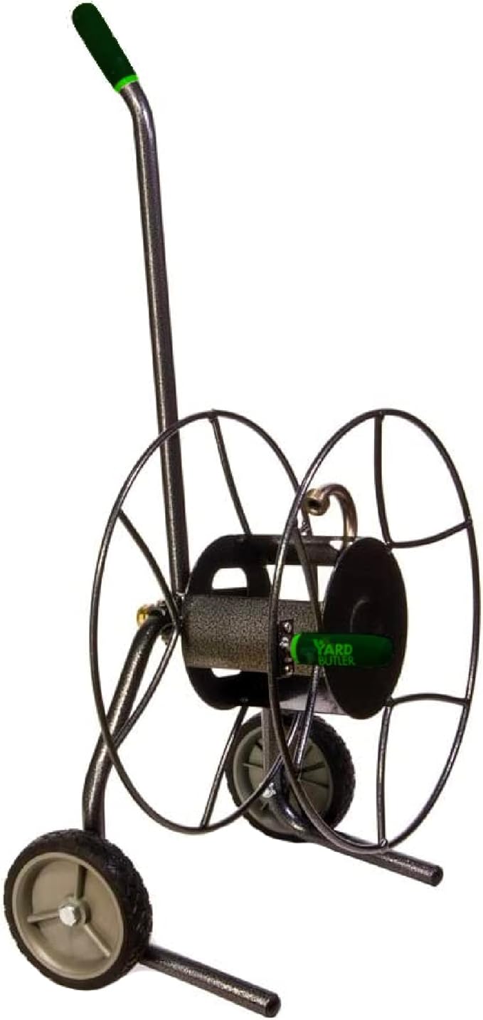 Yard Butler Compact Hose Reel Cart with Wheels Heavy Duty 100 Foot Metal Hose Reel Suitable for Gardens, Lawns and Outdoor - IHTC-1