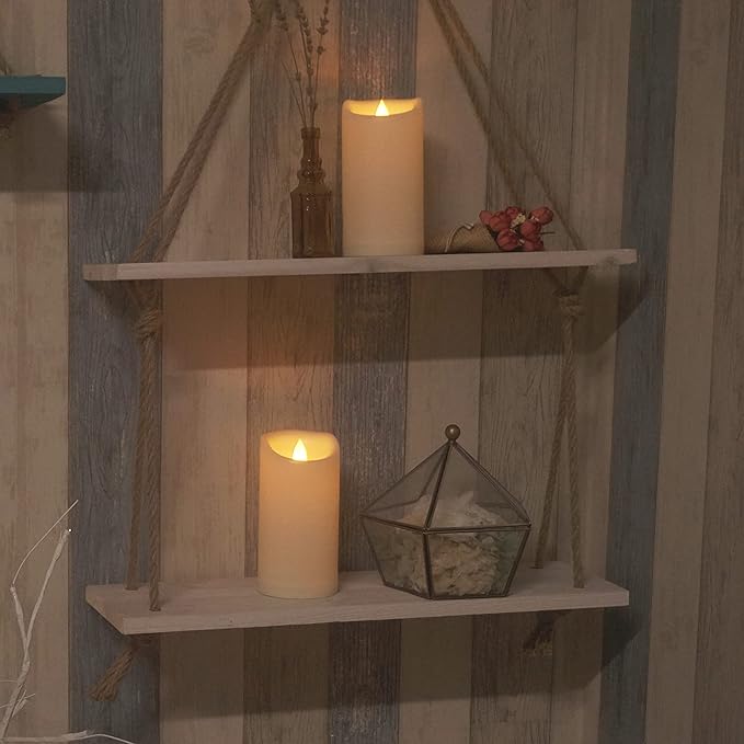 Waterproof Outdoor Battery Operated Flameless Pillar Candles with Timer White Plastic Realistic Flickering Fake Electric LED Lights for Lantern Garden Wedding Christmas Decorations 3”x6” 2 PCS