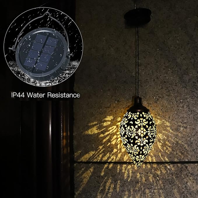 Hanging Solar Lights Solar Lantern LED Garden Lights Metal Lamp Waterproof for Outdoor Hanging Decor