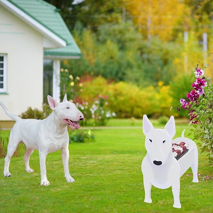 Bull Terrier Dog Planter Plant Pots,Cute Garden Dog Flower Planter,Dog Planters Birthday Gifts for Women,Office,Indoor/Outdoor Decor（9.45 * 5.57 * 13.39in）