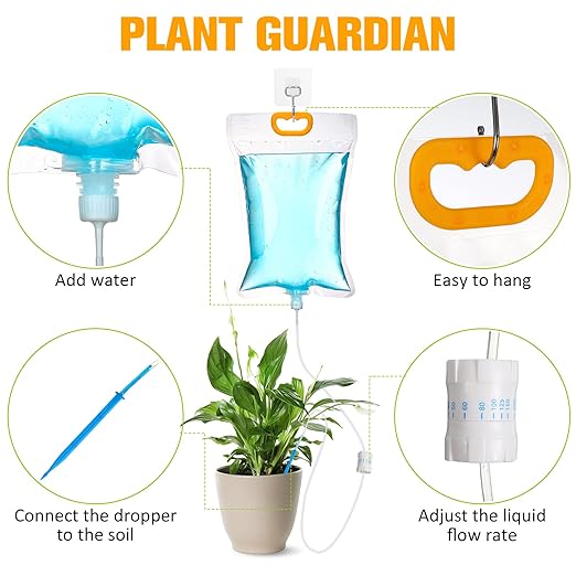 Rtteri 24 Pcs 3.5L Plant Water Bag Plant Watering System Device Automatic Plant Waterer Self Watering rip Bag Irrigation Drip Watering Bag with Adjustable Flow for Indoor Outdoor Potted Plant