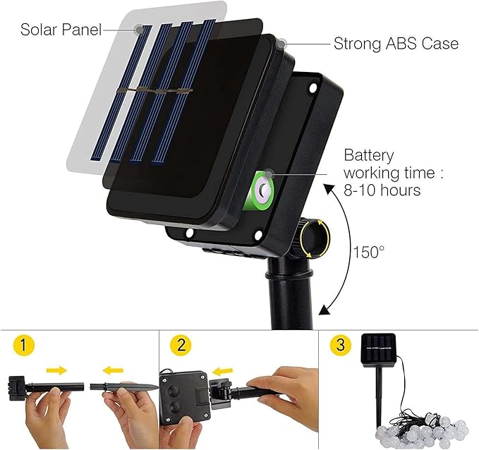 Solar String Lights Outdoor 100 Led 40 Feet Multi-Color Crystal Globe Lights with 8 Lighting Modes, Waterproof Solar Powered Patio Lights for Garden Yard Porch Wedding Party Decoration