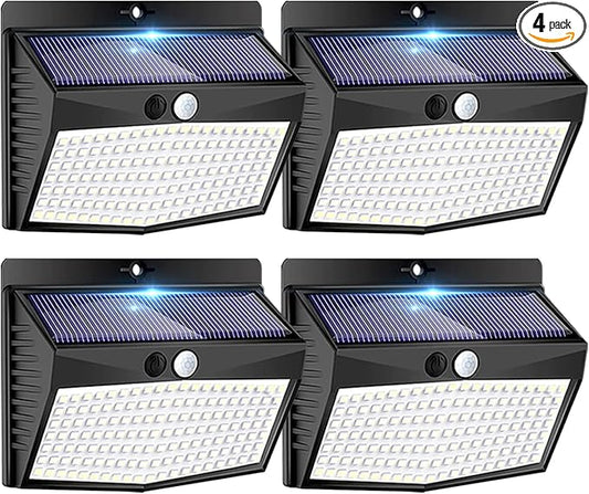 Solar Outdoor Lights, [138 LED/4 Packs] Solar Motion Sensor Security Lights with 3 Lighting Modes Solar Wall Lights Waterproof Solar Powered Lights for Garden Fence Yard Deck Garage