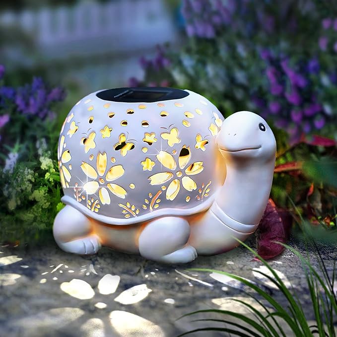 Solar Garden Outdoor Lights, Turtle Outdoor Statues Garden Decor, Solar Lantern with Waterproof Indoor Tortoise Decorations for Patio, Lawn, Yard, Gardening Gifts for Women, Mom, Grandma