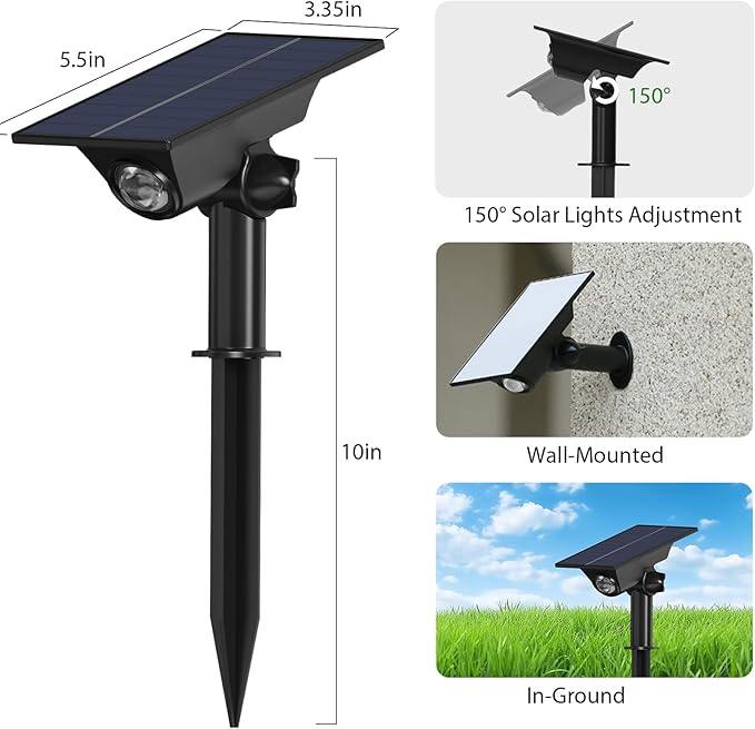 4 Pack Color Changing Solar Power Spot Lights for Halloween Decorations, IP65 Outdoor Waterproof LED Landscape Spotlight Lamp for Outside Yard, Tree, Flag, Garden, Statues(Color Light)