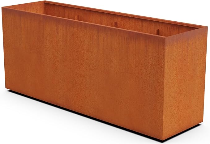 Corten Steel Planter Rectangle Outdoor Metal Garden Box Heavy Duty | Made in USA | Fully Assembled