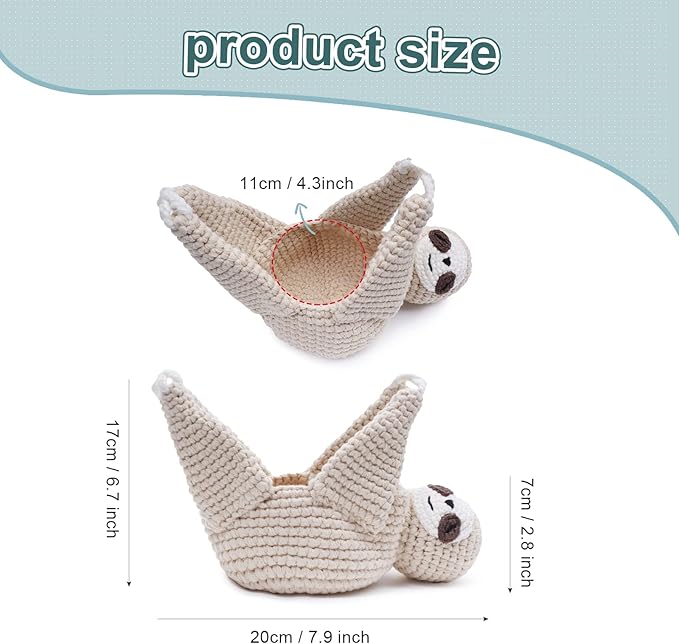 Macrame Plant Hanger Crochet Sloth Hanging Planter Sloth Gifts,5 Inch Animal Wall Hanging Plant Holder for Plant Sloth Lovers, Home Decor Indoor Outdoor Plants Succulent Gifts