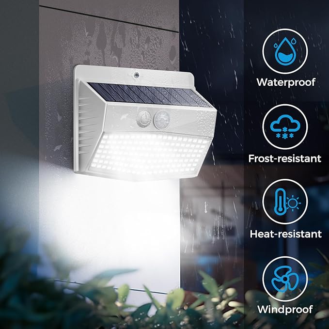 Peasur 16 Packs Solar Outdoor Lights Motion Sensor Solar Security Lights Waterproof with 3 Lighting Modes Solar Powered Wall Lights Outside for Garden Fence Yard Deck, White
