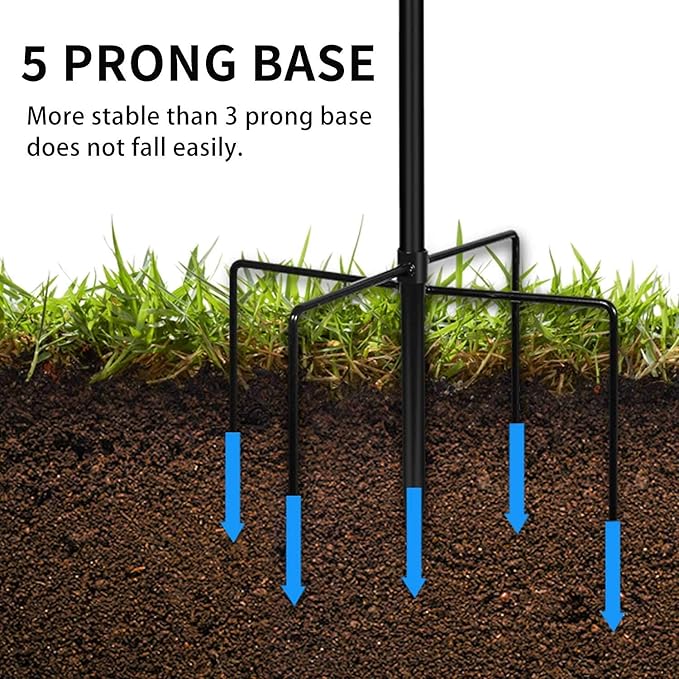 JOYSEUS Shepherd Hooks 2 Pack - 48 Inches High 1/2 Inch Thick Adjustable Rust Resistant Shepards Hooks for Outdoor Solar Lights, Lanterns, Flower Basket, Bird Feeder.
