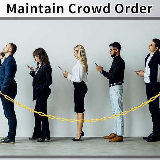 Vicenpal 50ft Plastic Barrier Chain Yellow Plastic Chain Links Weatherproof Safety Link Crowd Control Barriers Garden Fence Decoration (1 Pieces)