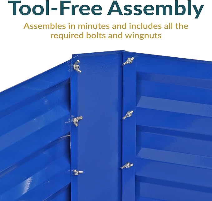 Sunnydaze Galvanized Raised Garden Bed - Metal Raised Bed for Gardening - Outdoor Planter Box for Flowers, Plants, and Vegetables - Blue - 12" L-Shaped