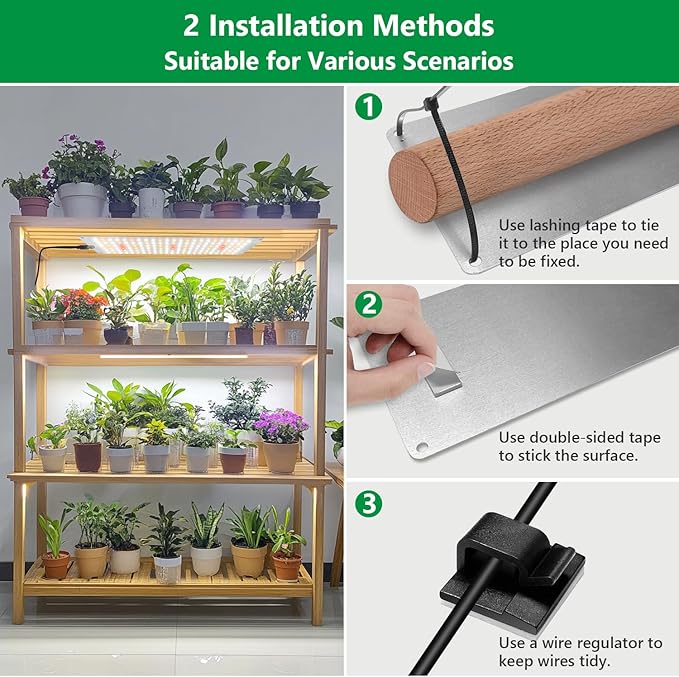 Grow Light, Full Spectrum Under Cabinet Plant Lights for Indoor Growing 3 Panels, Lightweight Plant Light Panel with UL Adaptor, Large Area Illumination 414 LEDs Grow Lamp for Seedlings