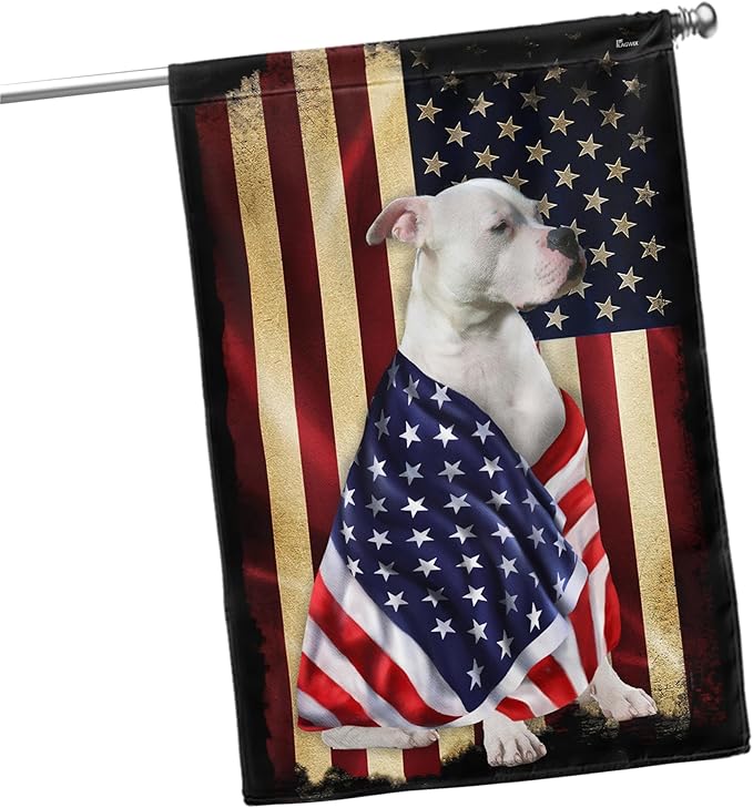 FLAGWIX American Bulldog House Flags, Dog Decor Flag - 4th of July Decorations for Home, Yard Decor, House Flag 30x40 - Patriotic Dog Decor, Double Sided, Heavy Duty Canvas Flag Indoor Outdoor