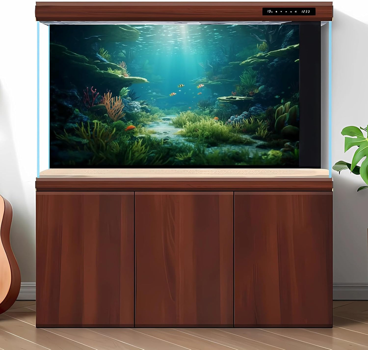 Ocean Floor Fish Tank Background Under The Sea Coral Reef Aquarium Background Underwater Aquatic Plants Corals Rock Cave Terrarium Backgrounds Tropical Fish Ocean Aquarium Backgrounds Decors 24x16in