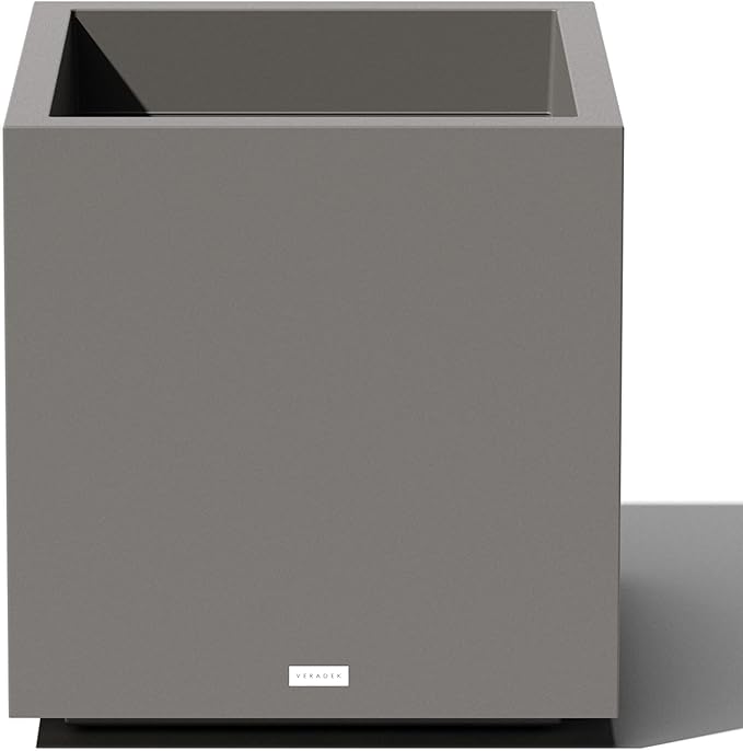 Veradek Block Series Cube Plastic Planter - Large Square Planter for Indoor or Outdoor Patio/Garden | Durable All-Weather Use with Drainage Holes | Modern Décor for Tall Plants, Trees, Flowers