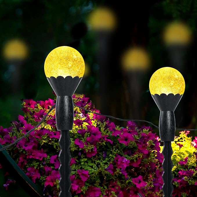 SEMILITS Solar Landscape Lights 12LED Bubble Beads Shaped Outdoor Solar String Lights for Path Garden Patio Decor