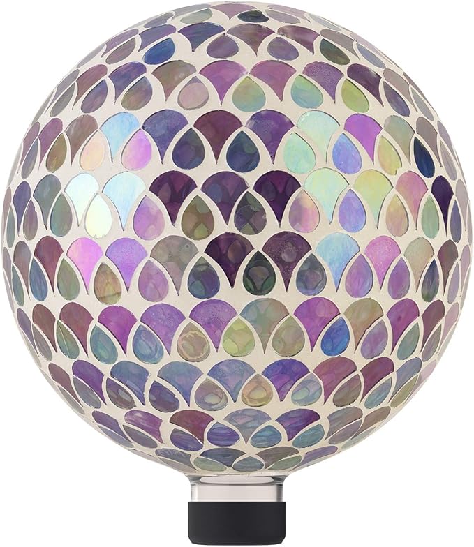 Alpine Corporation 10" Diameter Indoor/Outdoor Glass Mosaic Gazing Globe Yard Decoration, Colorful Teardrop Design
