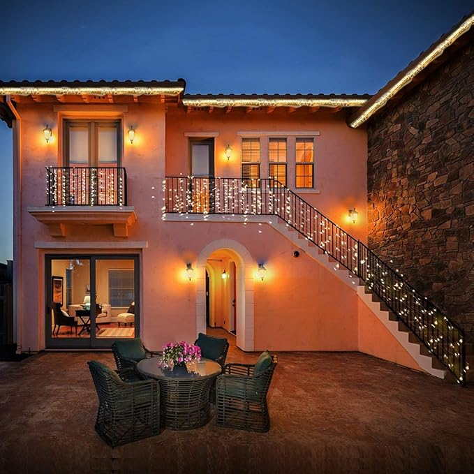 RUICHEN Warm White Dimmable Fairy Lights Plug in, 99 Ft 300 LED Twinkle String Lights with Remote, Waterproof Silver Wire Firefly Lights for Bedroom, Patio, Yard, Christmas, Wedding, Party