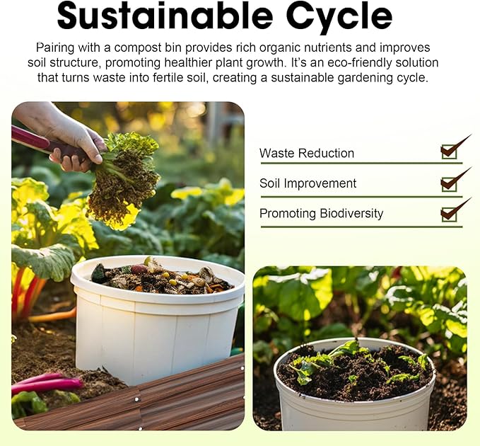 4x2ft Oval Galvanized Raised Garden Bed Kits 16" Tall Outdoor Large Metal Modular Planter Box 9-in-1 Raised Beds for Gardening,Vegetables,Fruits,Flowers & Herbs (Brown)