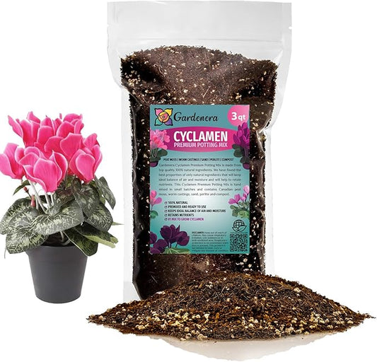 Premium Cyclamen Potting Soil Mix - Perfect Balance of Nutrients, Drainage, and Aeration for Thriving Blooms - 3 Quart