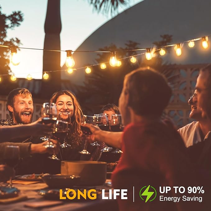 48 Pack LED S14 Replacement Light Bulbs, Shatterproof Outdoor 1 Watt to Replace 11Watts String Incandescent Bulb, Dimmable, E26 Regular Medium Screw Base, 2200K Warm White