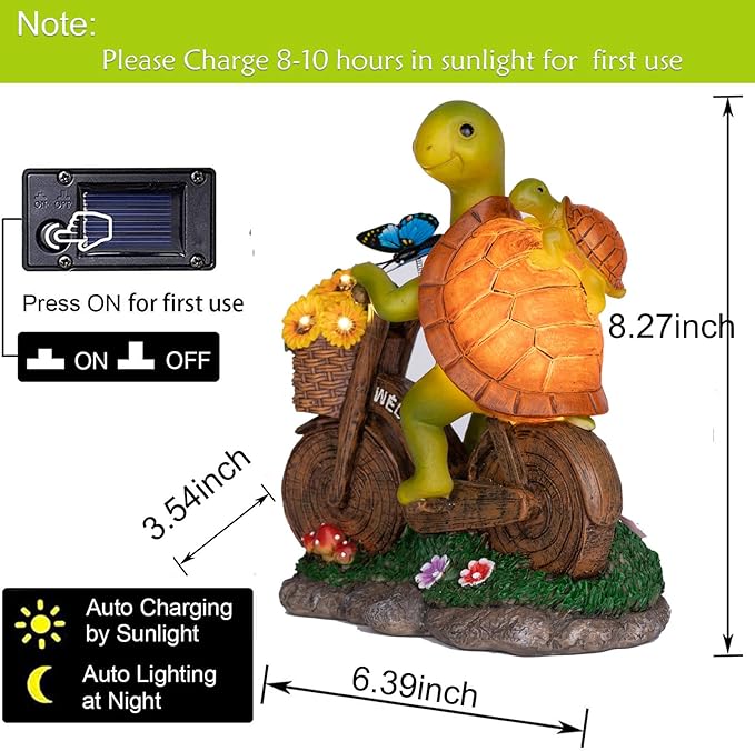 Garden Turtle Outdoor Statue -Solar Turtle Statue Outdoor with Lighted Sunflower,Turle Figurine for Garden Decor,Turtle Gifts for Women