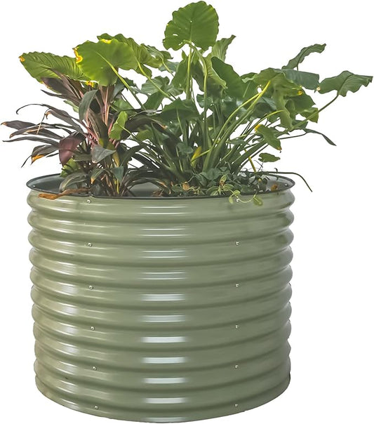 Vego garden 32" Tall 42" Round Raised Garden Bed Raised Bed Planter Box for Vegetables Flowers Patio-Olive Green