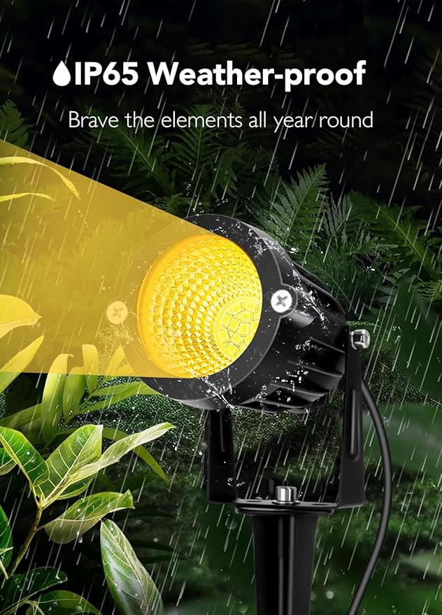 Low Voltage Landscape Lighting Kit: 4-IN-1 LED Landscape Lights with Stepless Color Temperature 2700K-6500K & Stepless Dimming & Timer | 6W Outdoor Spot Lights with Plug-in Transformer for Yard Garden