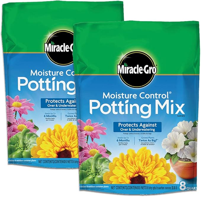 Miracle-Gro Moisture Control Potting Mix 8 qt., Protects Against Over and Under Watering Container Plants, 2-Pack